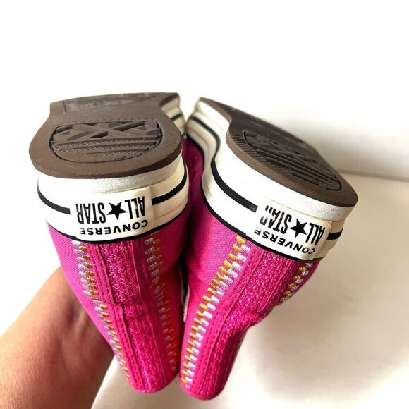 Converse All Star Hi-Top Pink Stitched Canvas Sneaker Womens 8.5 Lace Up Youth 7 - Picture 8 of 11